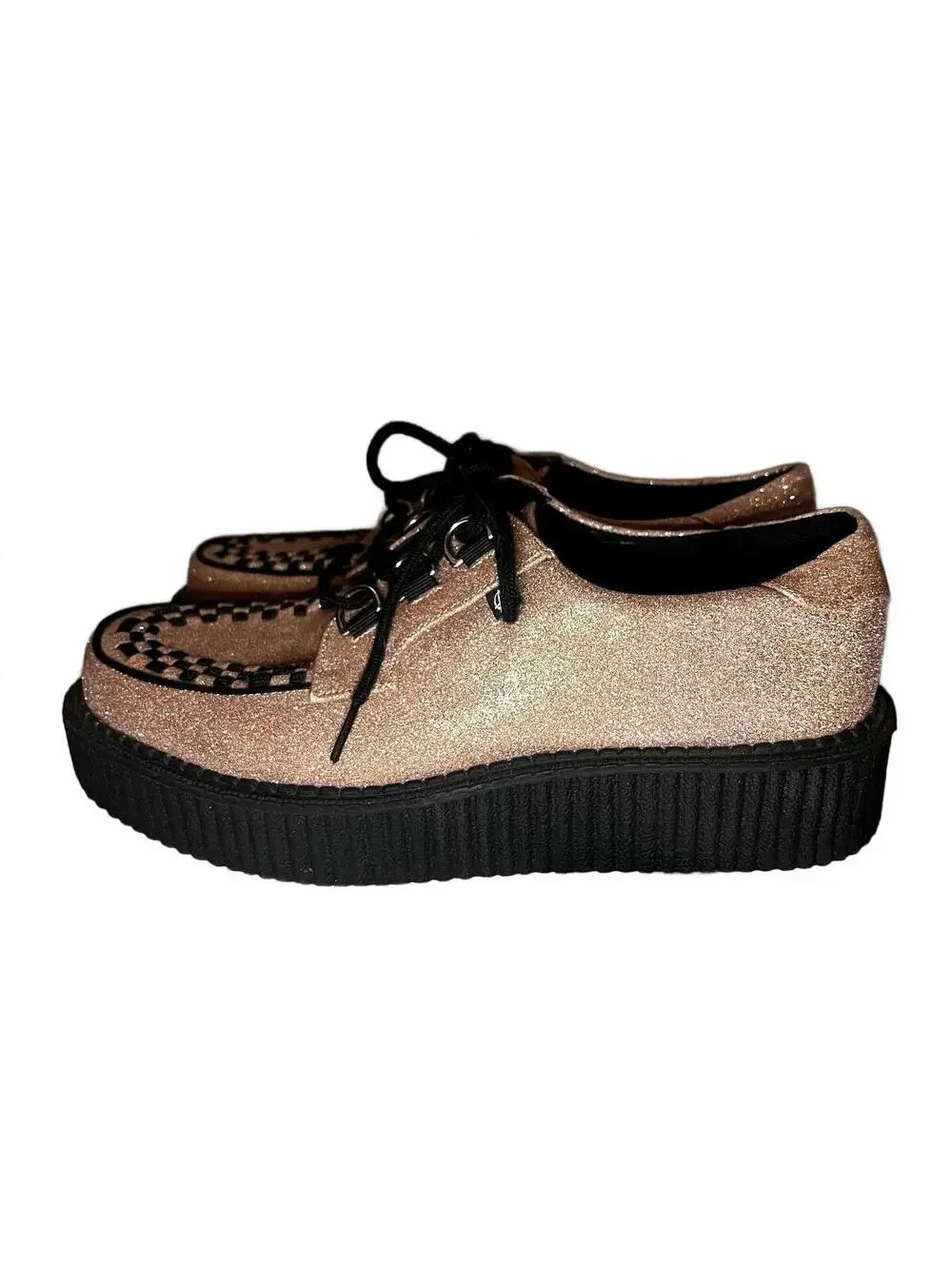 T.U.K. Anarchic Rose Glitter 3 D-Ring Creepers T2266 Men’s 6 Women’s 8